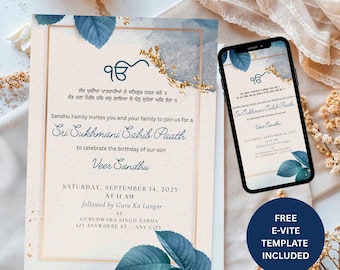Sukhmani Sahib Invitation Template: Punjabi Wedding Paath, Editable Canva Design (Digital Download SP2