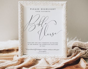 Wedding Bible Guest Book Sign, Template, Please Highlight Your Favorite Bible Verse And Sign Your Name, Wedding Sign, Wedding Decor