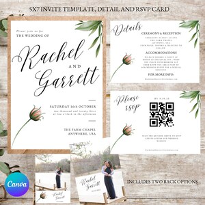 FRÜHLING Pfingstrose Hochzeit PAKET | Bearbeitbare Hochzeitseinladung | Blumenhochzeit | Hochzeit Template Bundle | RSVP Karte | Details Karte | Hochzeit