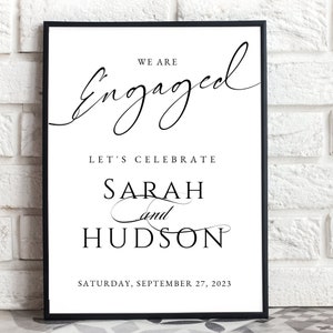 Engagement Welcome Sign | We are Engaged | Editable Engagement Sign | Engaged Sign | CANVA Customizable Wedding Sign | 16x20 | 8x10