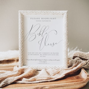 Wedding Bible Guest Book Sign, Template, Please Highlight Your Favorite Bible Verse And Sign Your Name, Wedding Sign, Wedding Decor