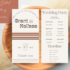 RETRO Wedding Program Template, Simple, BOHO Wedding Ceremony Program ...