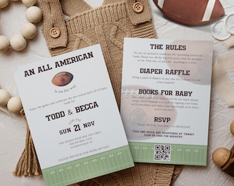 All American Football Baby Shower, Sports Baby Shower, Gender Neutral Baby Shower, Fall Baby Shower,Boy Baby Shower, Editable and Printable