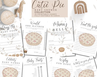 Cutie Pie Baby Shower Games | Fall Baby Shower | Autumn Baby Shower | Pie Themed Games Template | Printable 5X7 | Sweet as Pie | Apple