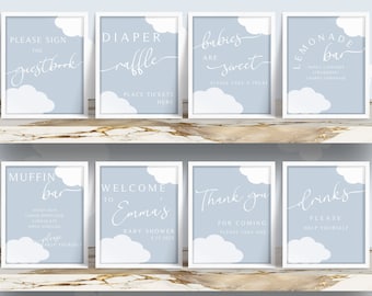 Su Cloud Nine Cartelli per baby shower, Cloud 9, Pacchetto di cartelli per baby shower, Modelli Canva modificabili, Libri per neonati, I bambini sono dolci, Stampabili