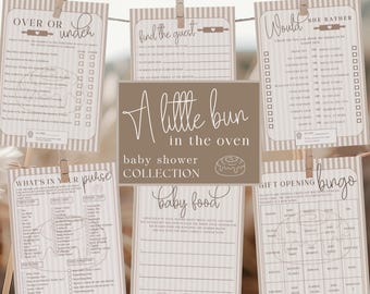 Bun in the Oven Baby Shower Games Bundle | Baking Baby Shower Games | Printable Baby Shower Games | Neutral Baby Shower Activities