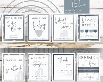 Dusty Blue Boho Baby Shower Sign Template (Digital Download)