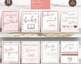 Boho Safari Baby Shower Sign Bundle: Editable Template (Digital Download)