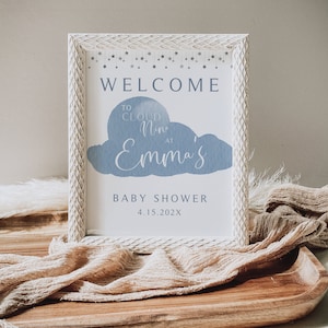 Cloud Nine Welcome Sign, On Cloud 9 Shower, Instant Download, Heaven Sent, Baby Shower Printable, Cloud Nine Theme, Cloud Baby Shower