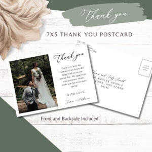 Carte de remerciement de mariage minimaliste avec photo, photo imprimable de remerciement, carte de remerciement imprimable, cartes photo de remerciement, modifier dans Canva