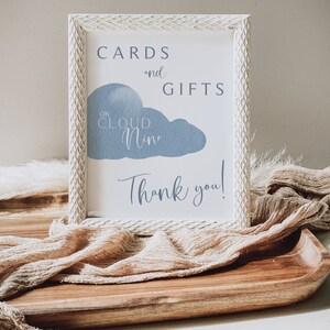 Cloud Nine Cards and Gifts Shower Sign, Instant Download, Heaven Sent, Baby Shower Printable Sign, Cloud Nine Theme, Cloud Baby Shower