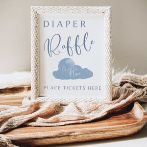 Diaper Raffle Shower Sign, On Cloud Nine, Instant Download, Heaven Sent, Baby Shower Printable, Cloud Nine Theme, Cloud Baby Shower, Twinkle