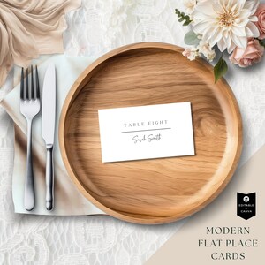 Cartão mínimo do lugar do casamento | Cartões de assento de casamento | Modelo editável do Canva | Cartões de lugar planos para impressão | Cartões de nome de mesa | Formal |