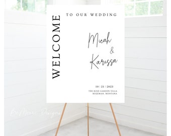 Wedding WELCOME Sign CANVA, Minimalist Wedding Sign, Welcome Wedding Sign, Script Wedding Welcome Sign, Modern Wedding Signs, KARISSA