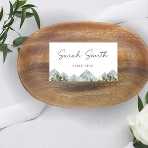 Tarjetas de lugar de boda canva / Imprimible / Editable / Plantilla de tarjeta de lugar de boda / Tarjetas de lugar de boda Canva / MONO MOUNTAIN