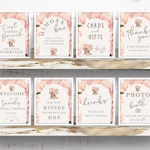 Boots and Bubbly Shower SIGN Bundle, Western Bridal Shower, Bridal Shower Sign, Editable Templates, Canva, How many Kisses, Instant Download