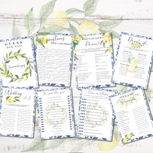 LEMON Bridal Shower Games | Mediterranean Shower | Fun Wedding Shower Games Bundle | Bridal Shower |  CLASSIC | Printable Games | Canva