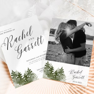 FOREST Wedding Invitation | Greenery | Canva Template | Mountain Wedding Invitation Set Template | Outdoor Wedding | Printable Editable