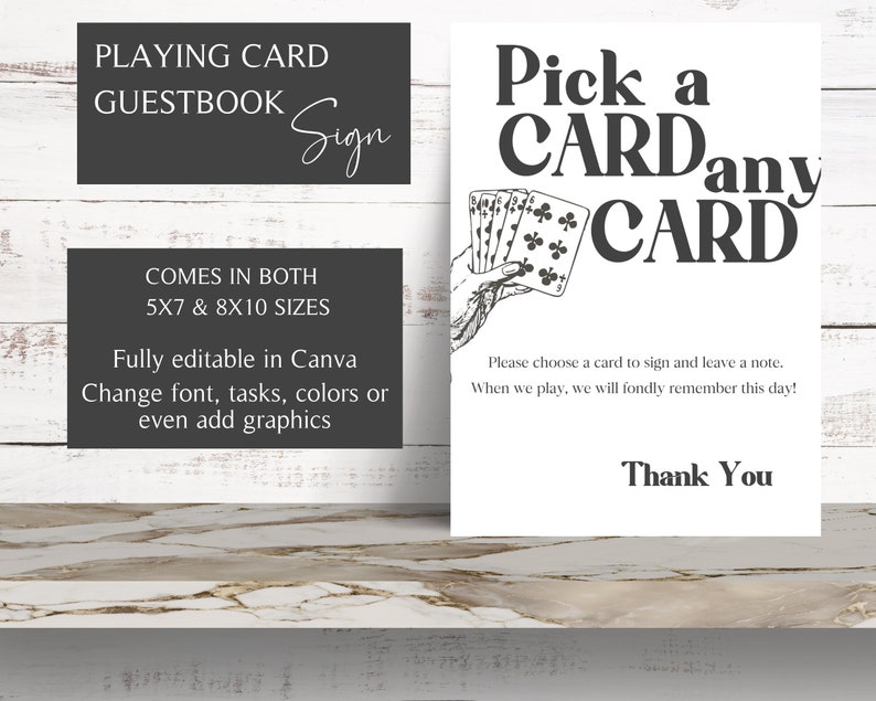 Playing Cards Guest Book, Please Sign Our Guest Book, Wedding Sign