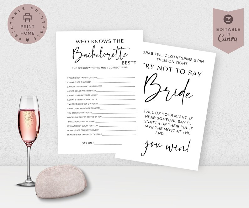 Clean Bachelorette Party Games Canva Minimalist Bachelorette Games