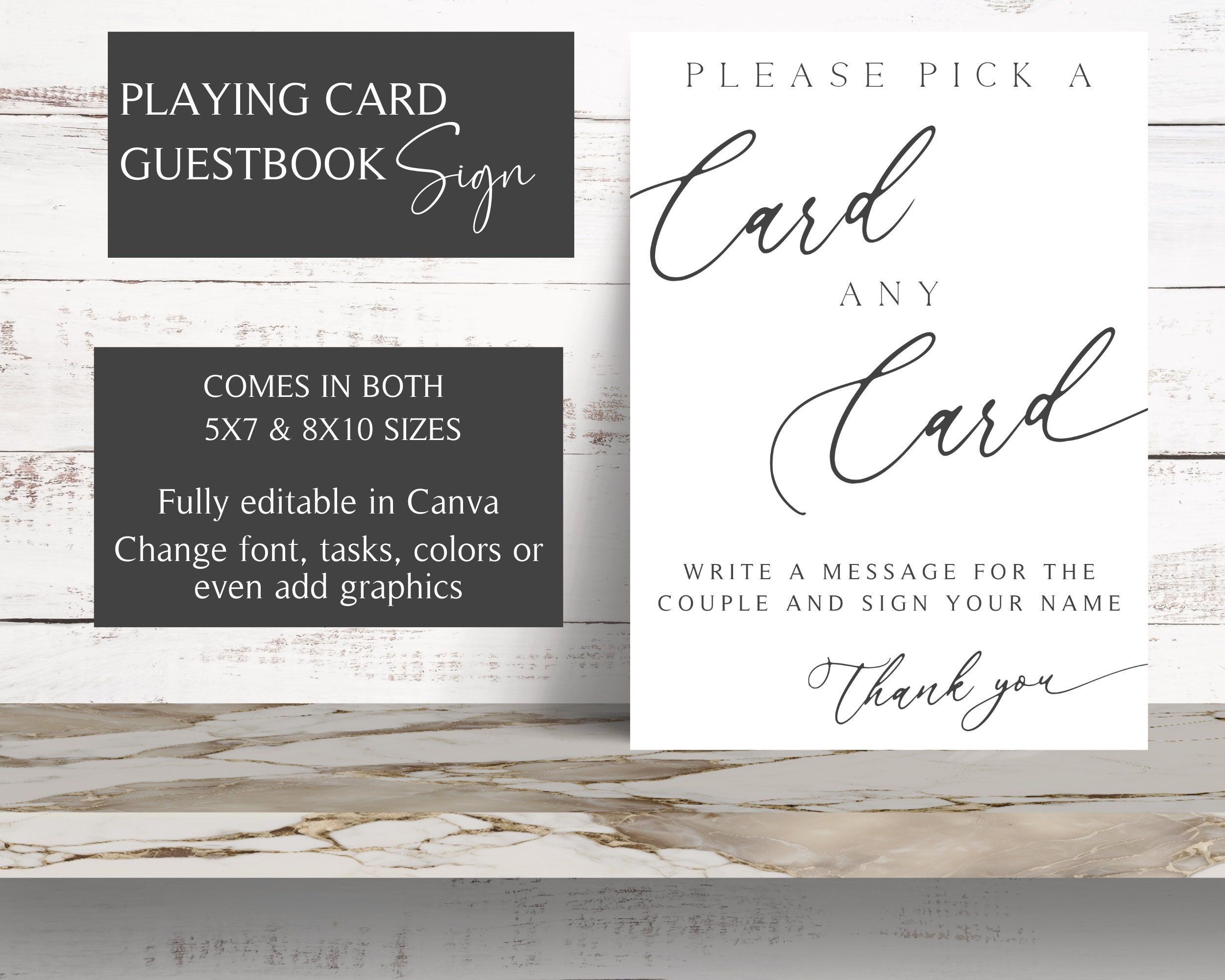 Wedding Guest Book Playing Cards Custom Playing Cards Blank Deck of Cards 