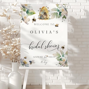 Bride to BEE Bridal Shower Sign, Bridal Welcome Shower, Meant to BEE Shower, Editable template, Welcome Sign, She met her Honey, Canva