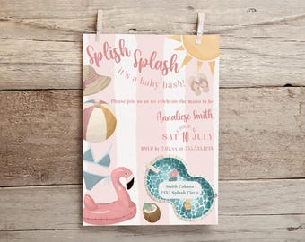 Splish Splash Baby Shower Invitation | Pool Party Theme (Digital Download)