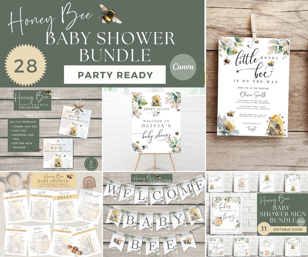 Honey Baby Shower, Honey Bee Baby Shower Bundle, Neutral Baby Shower ...