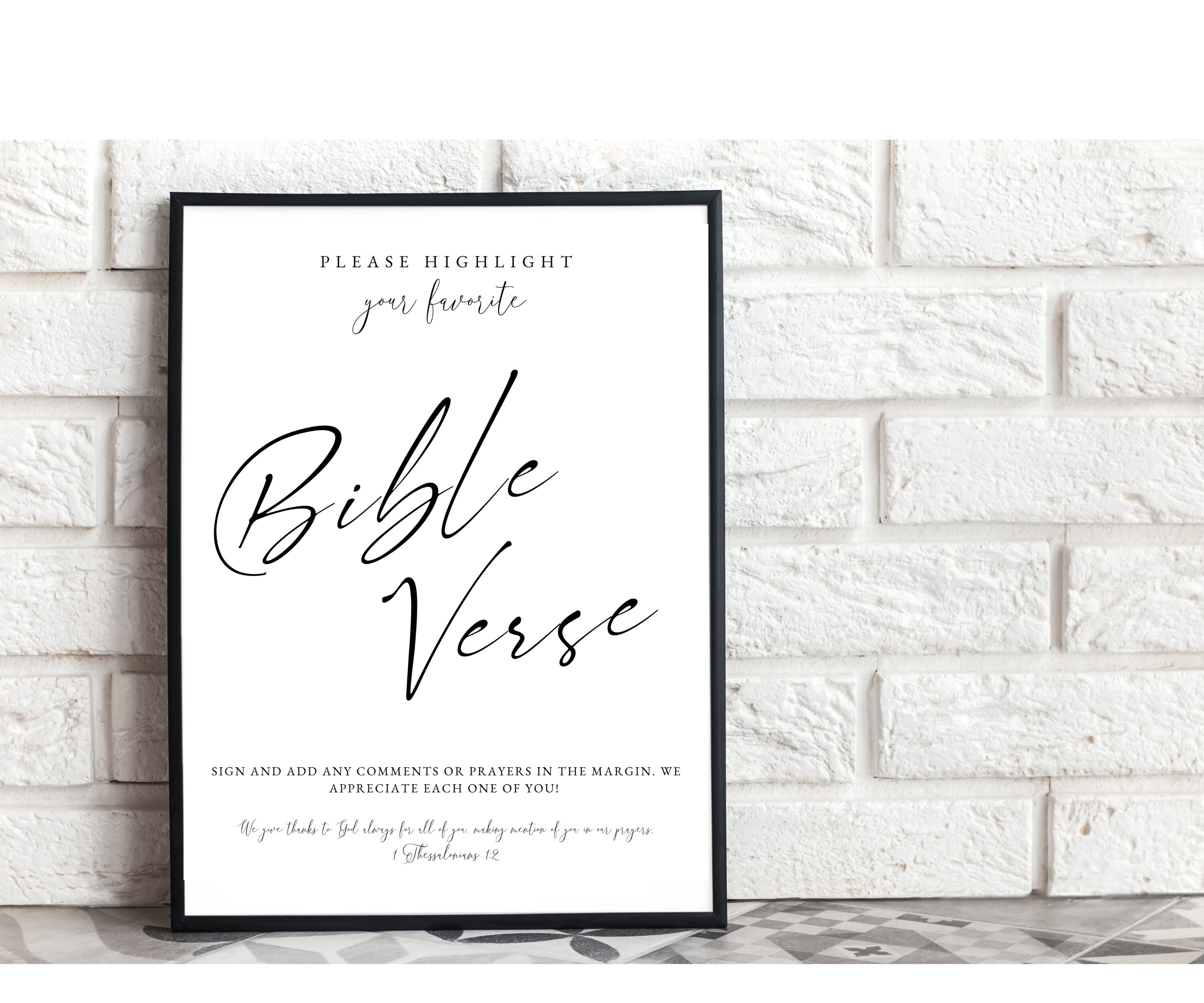 Elegant Wedding Bible Verse Sign Printable, Please Highlight Your ...