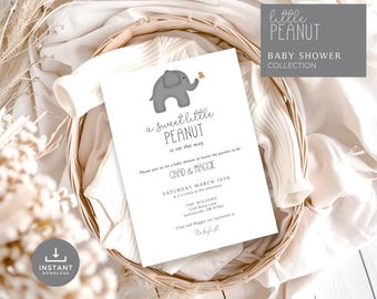 Elephant Baby Shower Invitation: Little Peanut Theme (Digital Download)