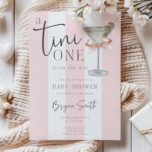 A Tini One Baby Shower Invitation, Martini Baby Shower, Pink Baby Shower, Baby is Brewing Baby Shower, Cocktail Baby Shower, Edit