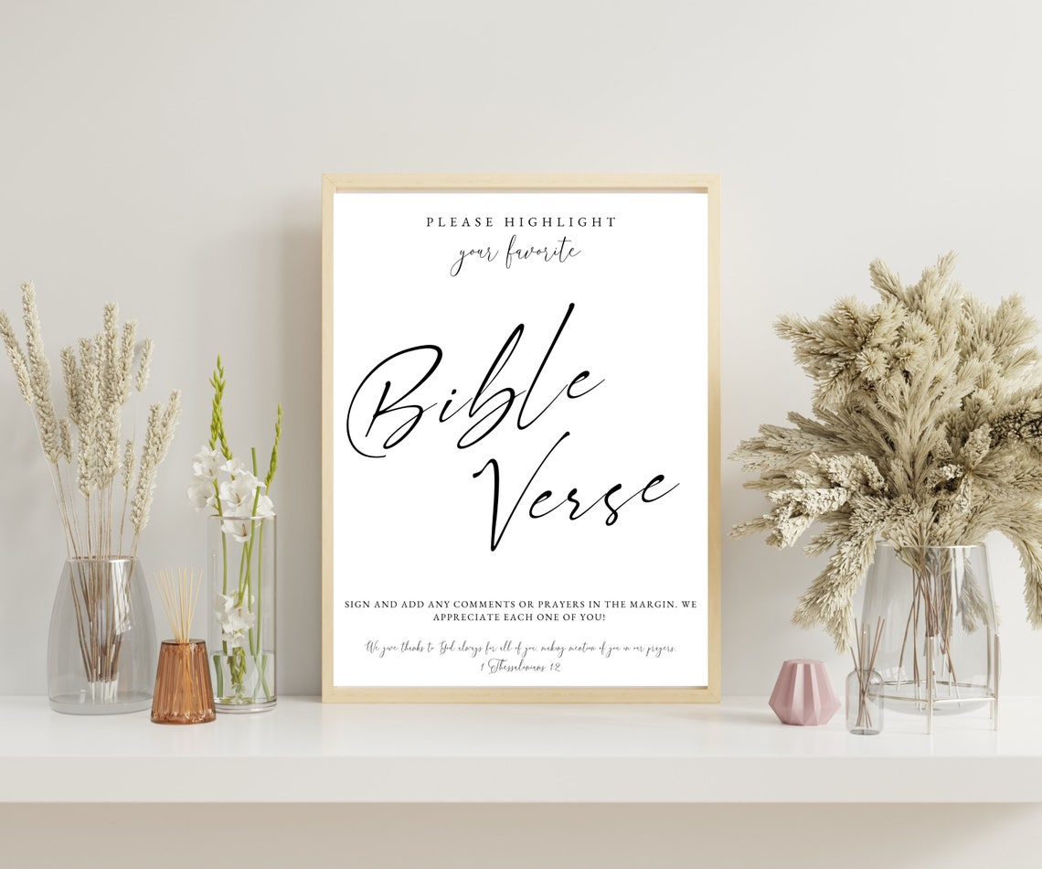 Elegant Wedding Bible Verse Sign Printable, Please Highlight Your ...