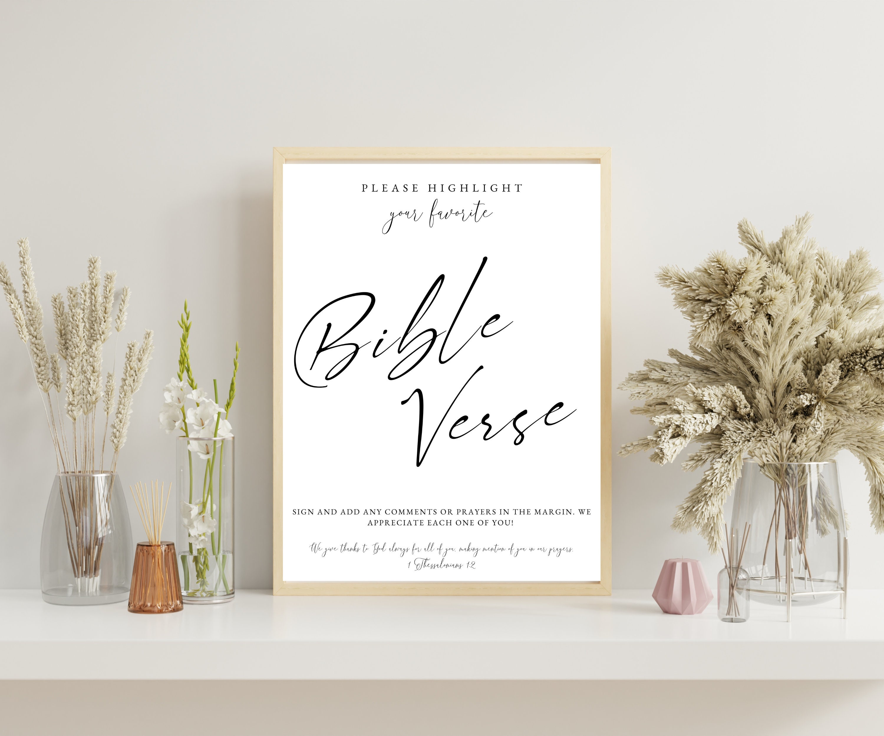 Elegant Wedding Bible Verse Sign Printable, Please Highlight Your ...