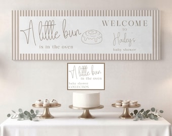 Bun in the Oven Baby Shower Banner Template, Gingham, FALL Baby Shower, 2x6 Banner, Country Baby Shower Banner, Editable Printable in Canva