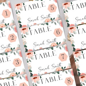 Tarjetas de lugar de boda canva / Imprimible / Editable / Plantilla de tarjeta de lugar de boda / Tarjetas de lugar de boda Canva / Floral romántico