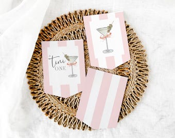 Tini One-banner babyshower: martini-thema, bewerkbare afdrukbare (directe download)