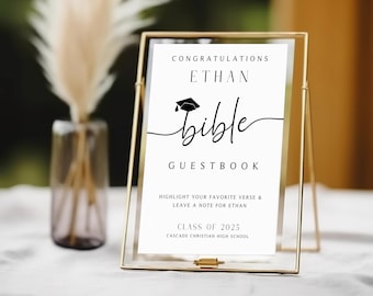 Graduation Bible Guestbook, Highlight Your Favorite Bible Verse, Editable Bible Guestbook Sign, Printable Grad Decor, Graduation Decor