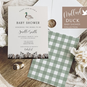 Duck Hunting Baby Shower Invitation, Mallard Duck Baby Shower Invitation, Gender Neutral Baby Shower, Rustic Outdoor Baby Shower, Couple
