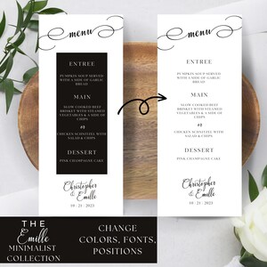 Calligraphy Wedding Menu & Thank You Template: Minimalist Design ...