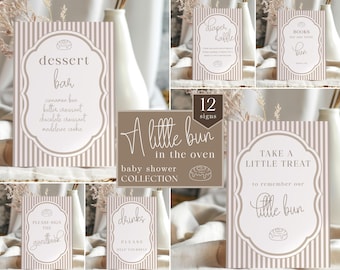 Bun in the Oven Baby Shower Sign Bundle | Baking Baby Shower Signs | Neutral Baby Shower Decor | Printable Baby Shower Sign Set