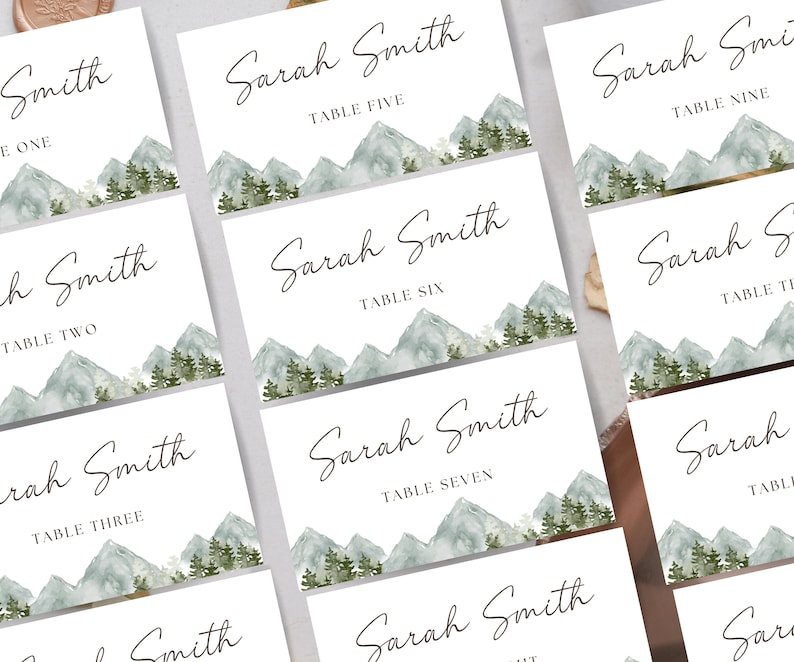 Wedding Place Cards Canva Printable Editable Wedding Place Card