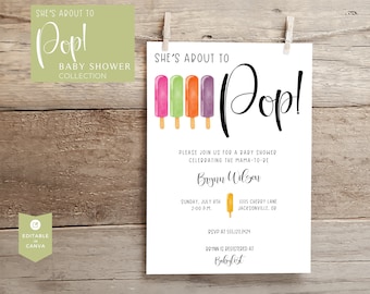 Popsicle Baby Shower Invitation | She's About to Pop | Summer Baby Shower | Sweets Baby Shower Invitation | She's Ready To Pop Shower