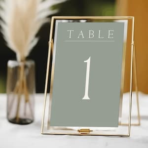 Números de mesa minimalistas, casamento verde sábio, modelo para impressão, decoração de casamento, download instantâneo, placas de casamento, configuração de lugar para cartões de mesa