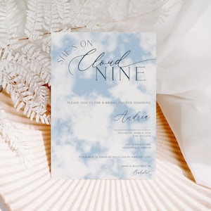 She&#39;s On Cloud Nine Bridal Shower, Cloud Nine, Bridal Shower invitation, Editable Canva Template, Dreamy Bridal Shower, Instant Download
