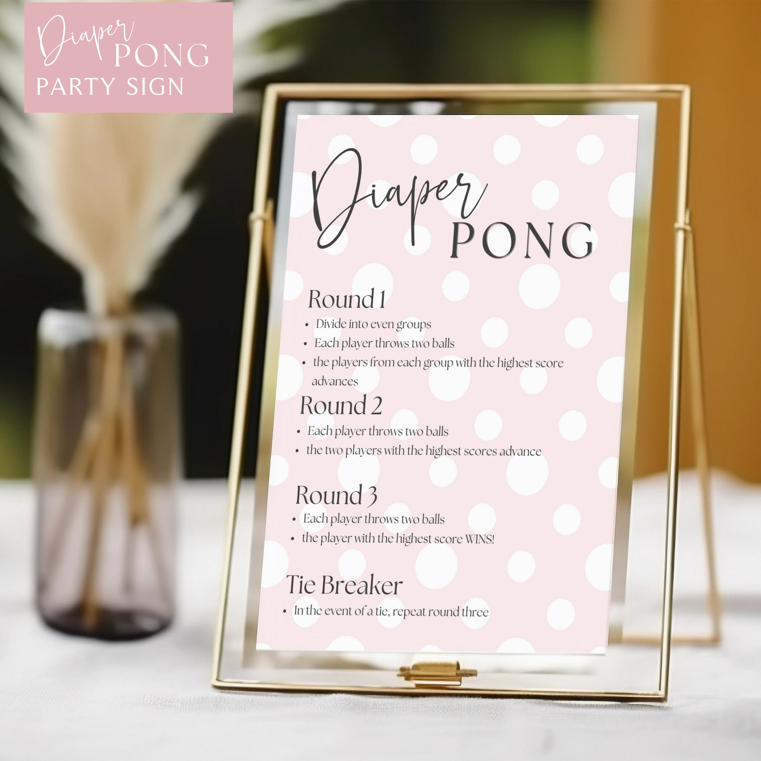 Diaper Pong Baby Shower Game Baby Shower Activity Instant Download Pink ...