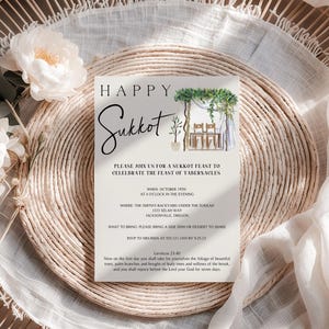 SUKKOT Invitation MESSIANIC, Festival of Booths Invitation, Canva template, 5x7 size, Yeshua, Festival of Tabernacle Feast Invite, Printable