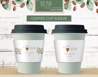Little Bean Baby Shower Coffee Sleeve, Baby Brewing Theme (Digital Download)