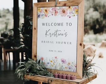 Wildflower Bridal Shower Welcome Sign: Spring Garden Template (Digital Download)