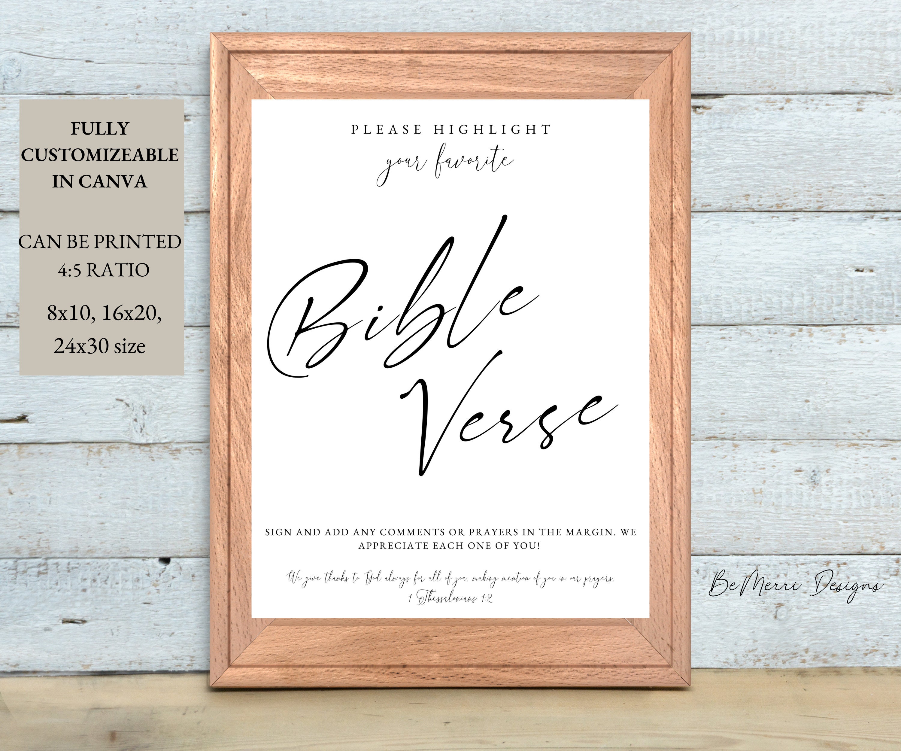 Elegant Wedding Bible Verse Sign Printable, Please Highlight Your ...