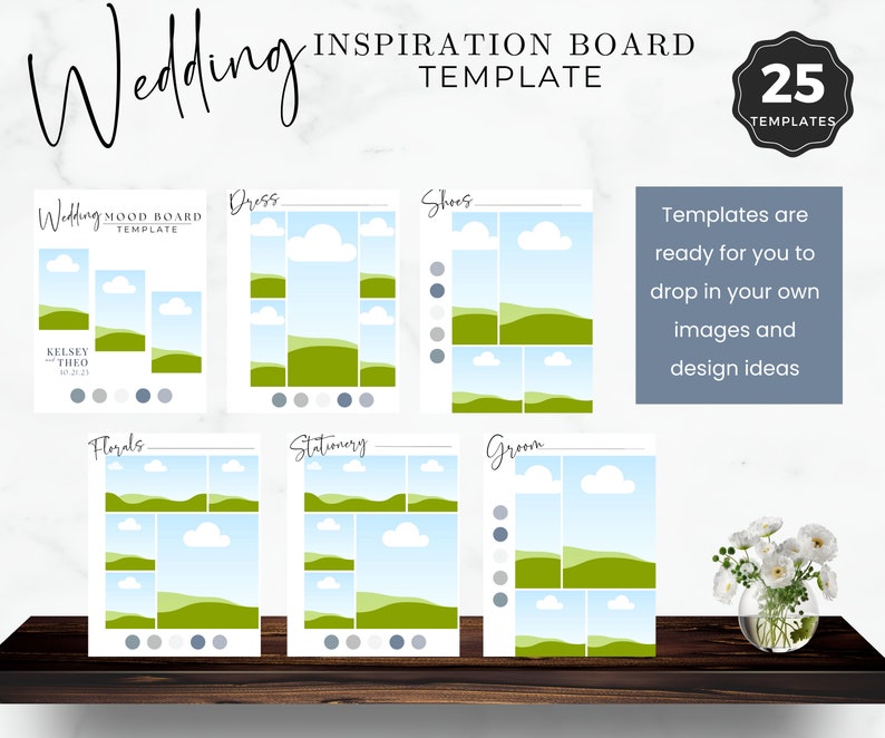 Wedding Inspiration Board Template Wedding Digital Mood Etsy Wedding Inspiration Board Template Wedding Digital Mood Etsy
